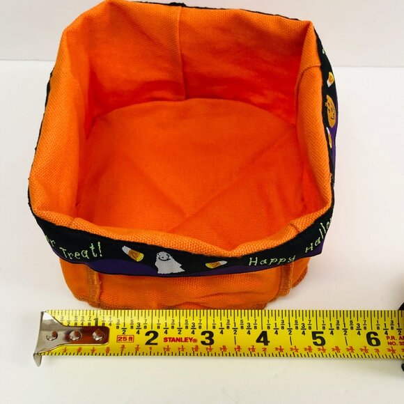 Longaberger 2004 Happy Halloween Fabric Basket Liner Orange 5"x5" NEW - Picture 6 of 8